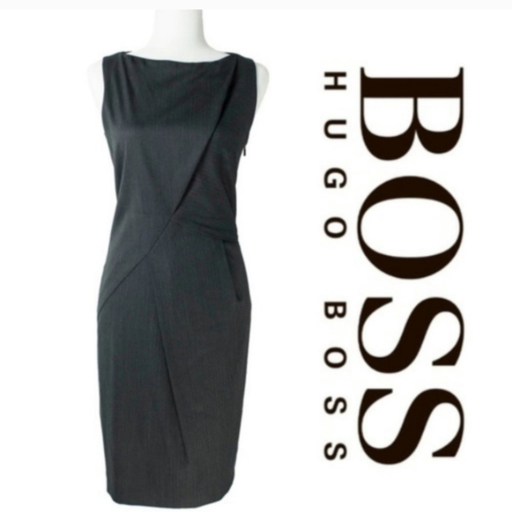 Boss by Hugo Boss | Dajeen | virgin wool | dark gray sheath | sleeveless | dress